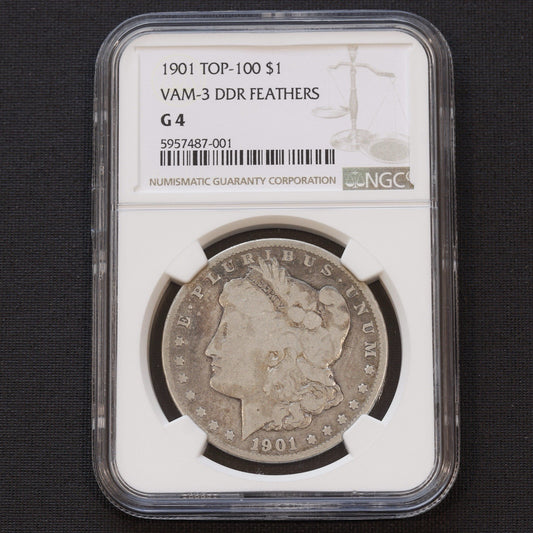 1901 Morgan Silver Dollar $1 NGC G4 • VAM-3 Double Die Reverse Top 100