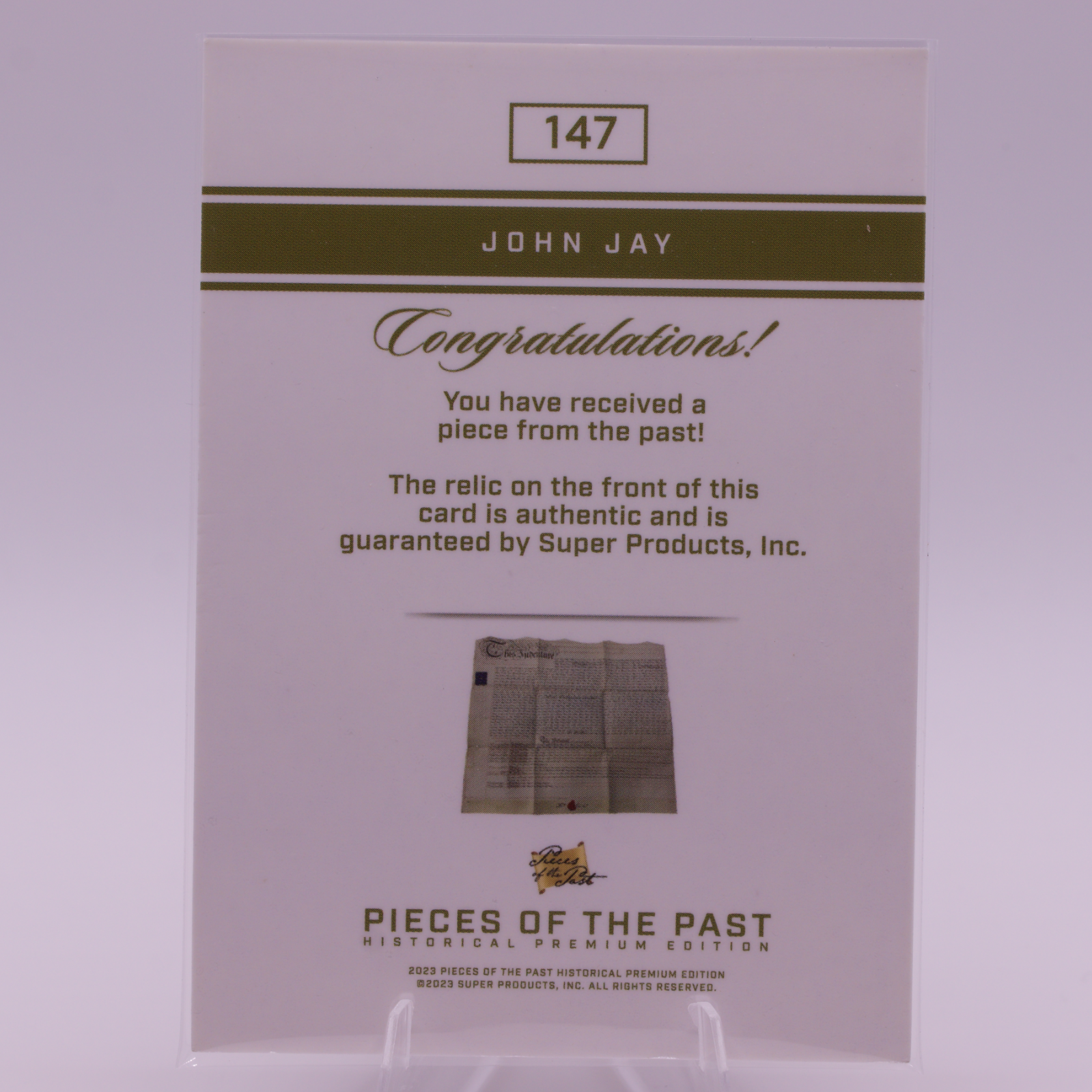 John Jay Authentic Relic Card Pieces of the Past #147 Founding Father Chief US