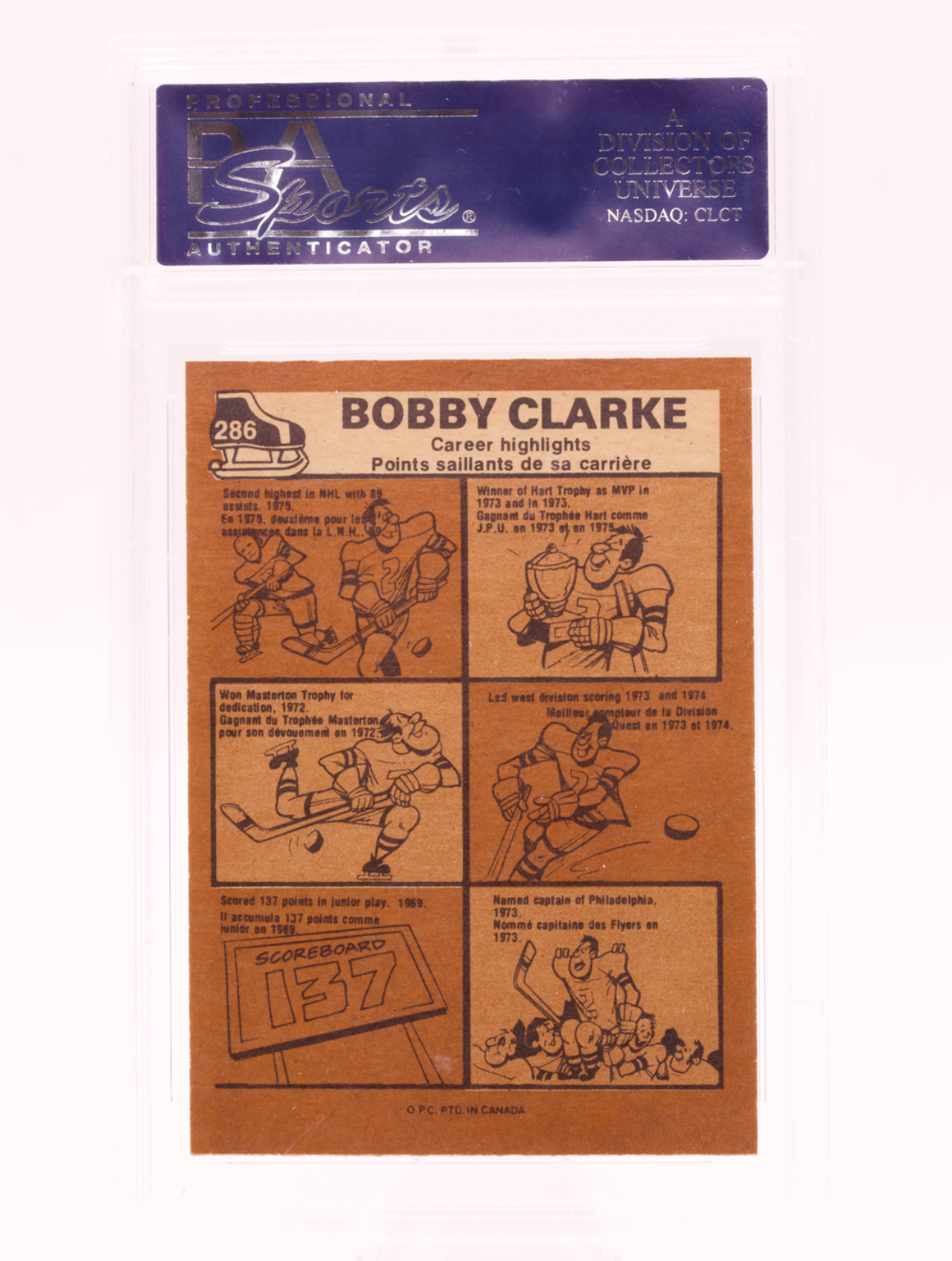 1975 O-Pee-Chee #286 Bobby Clarke All-Star PSA 8 NM-MT Philadelphia Flyers HOF