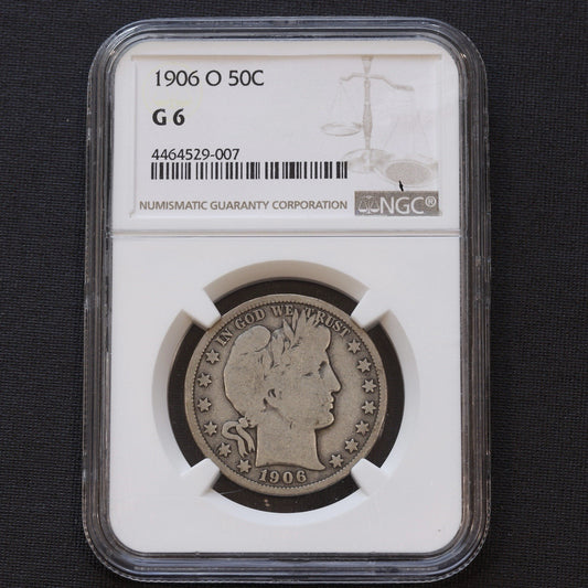1906-O Barber Half Dollar 50C NGC G6 • Early Circulated U.S. Silver Coin