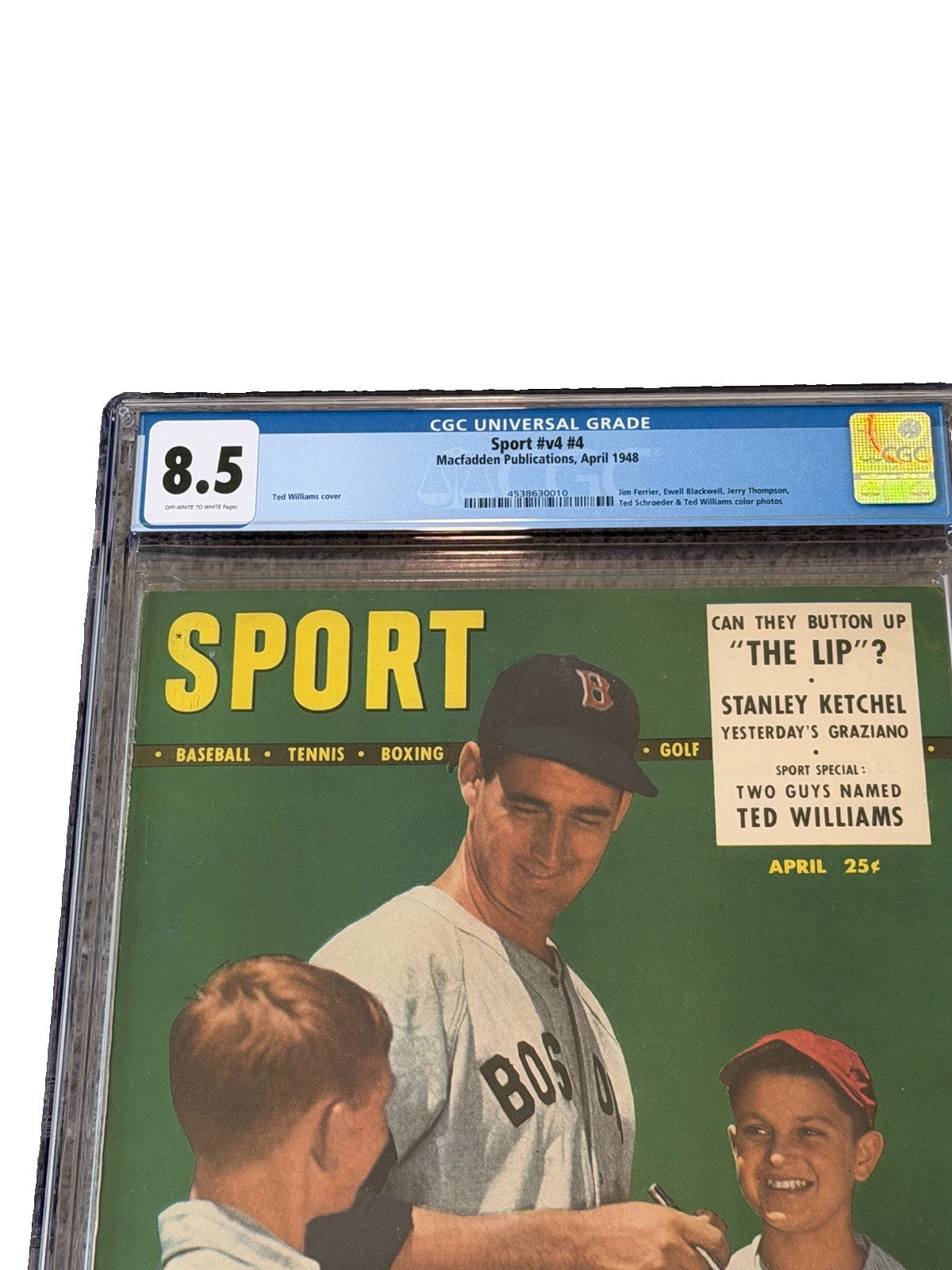 1948 SPORT Magazine April Ted Williams Cover CGC 8.5 Red Sox - Pop 1 , 1 Higher