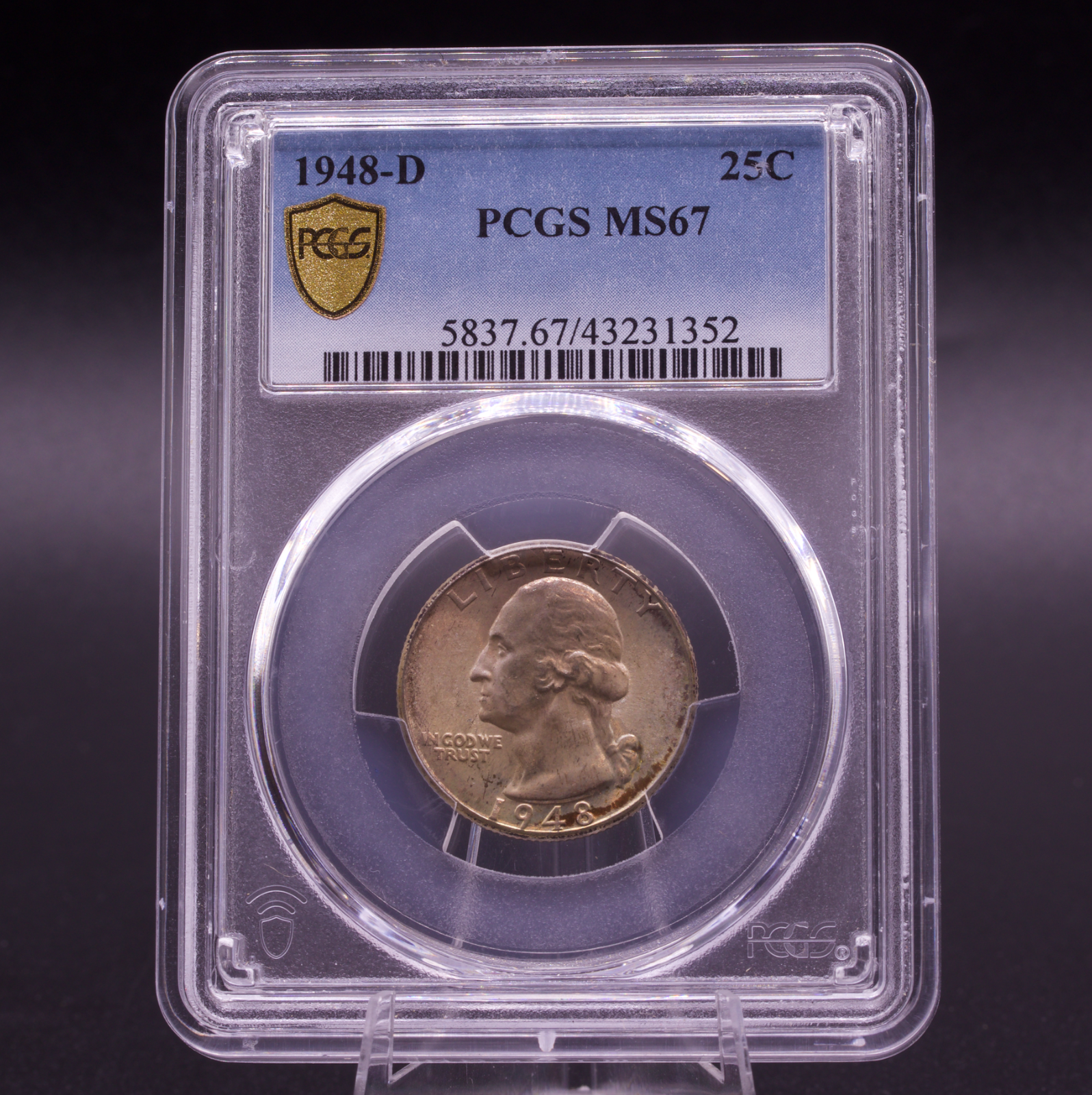 1948-D Washington Quarter PCGS MS67 Reverse Fireball Toned