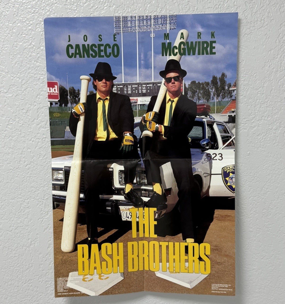 1988 Bash Brothers Canseco McGwire Costacos Brothers Poster 16x24 Oakland A’s