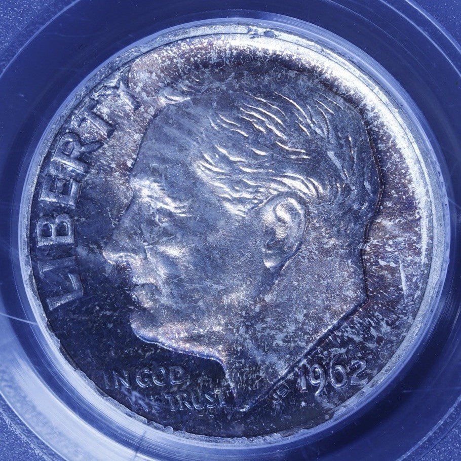 1962 Roosevelt Dime PCGS MS66 • Toned Silver 10C
