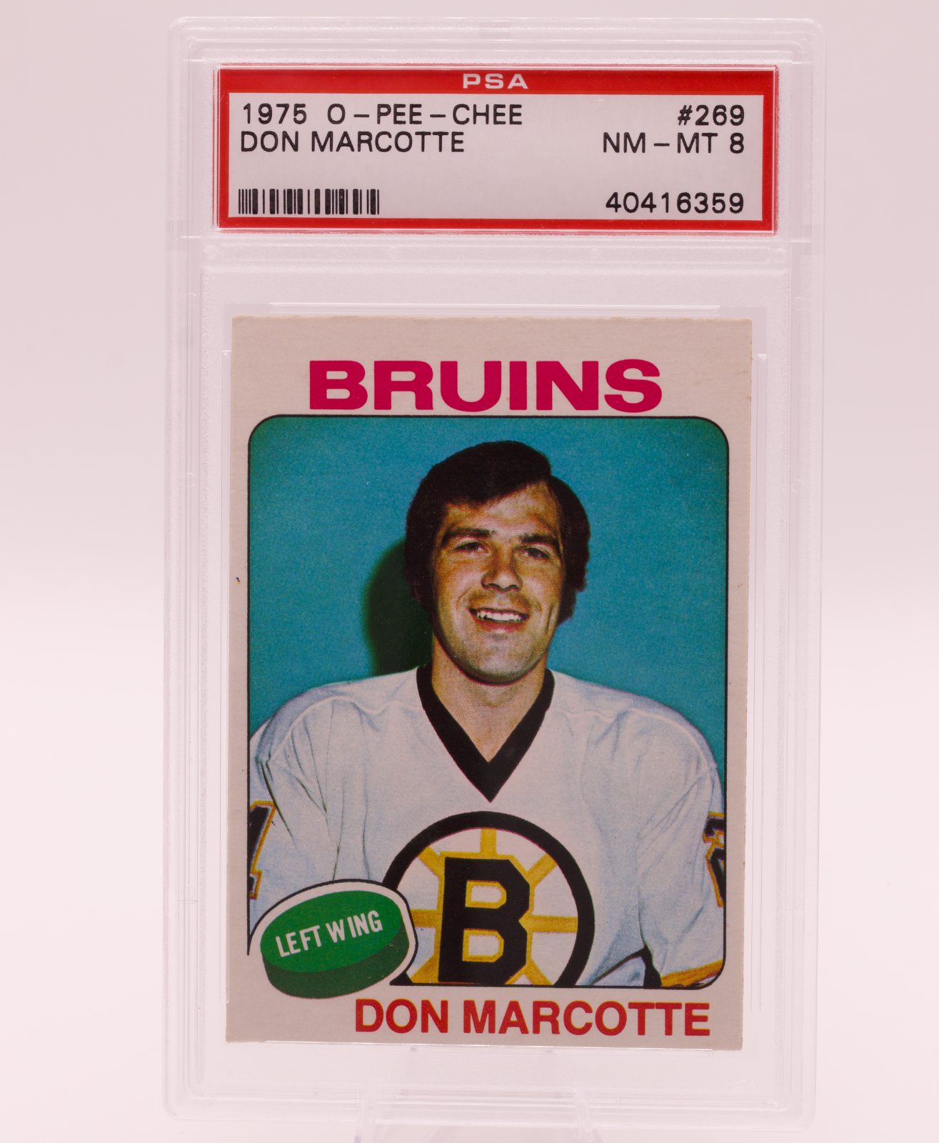 1975 O-Pee-Chee #269 Don Marcotte PSA 8 NM-MT Boston Bruins Stanley Cup Hockey