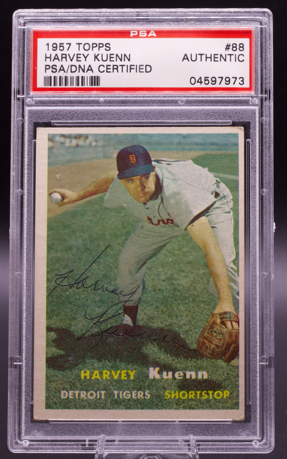 1957 Topps Harvey Kuenn #88 PSA Authentic Auto Signed Detroit Tigers Vintage
