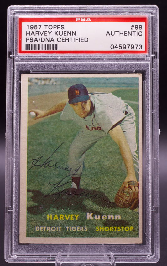 1957 Topps Harvey Kuenn #88 PSA Authentic Auto Signed Detroit Tigers Vintage