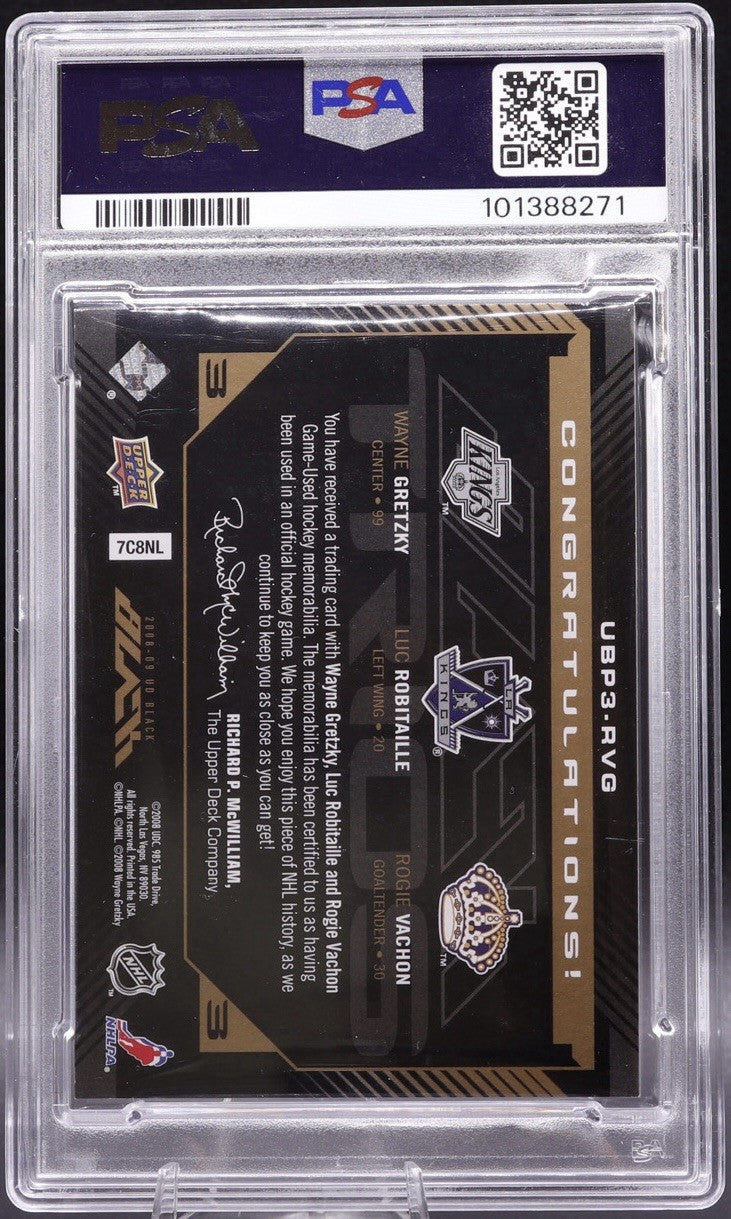 2008 UD Black Gold Game Used Wayne Gretzky Robitaille Vachon Patch  /10 PSA 6