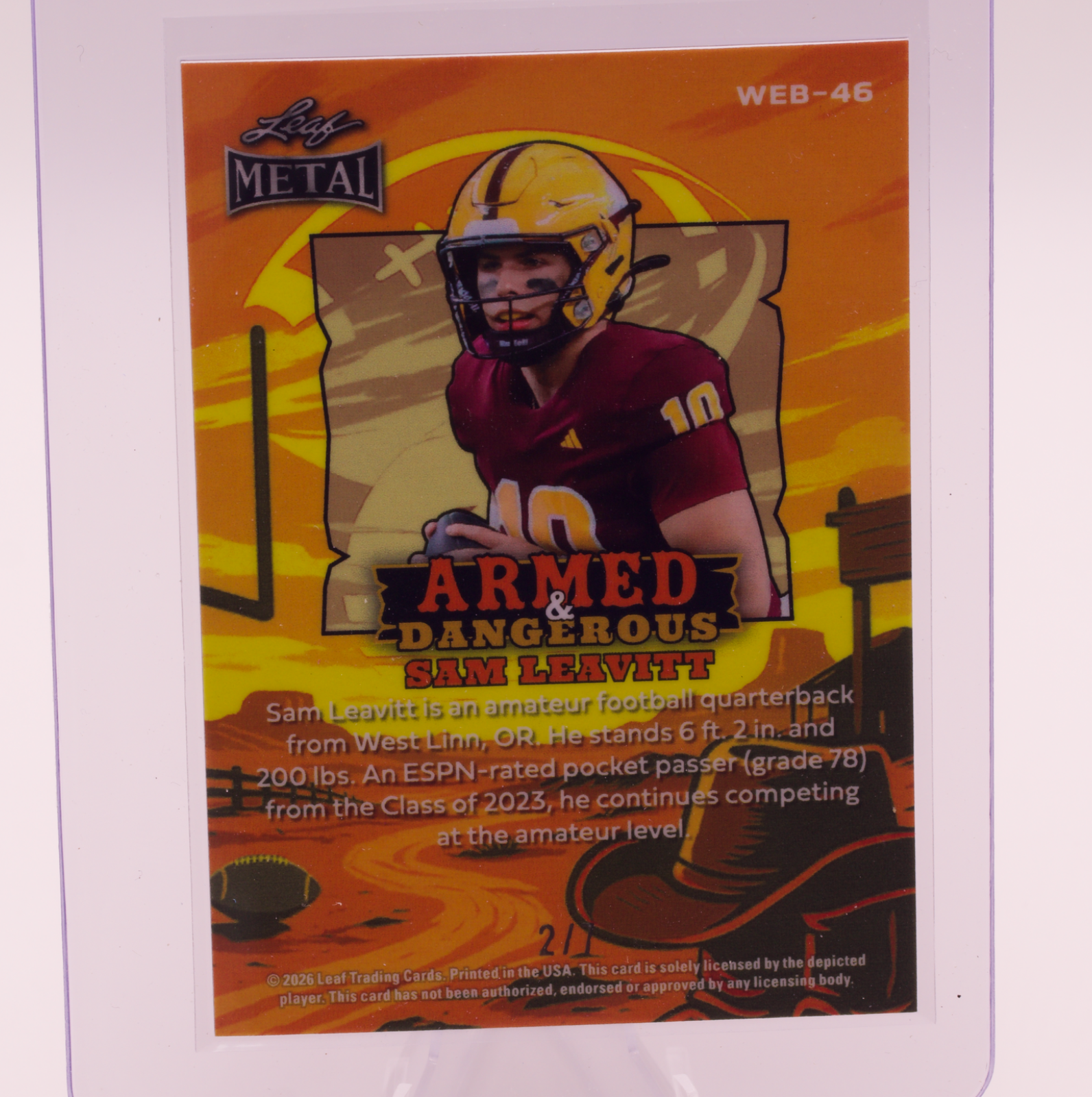 2026 Leaf Metal Armed & Dangerous Sam Leavitt /7 Arizona State LSU Tigers QB