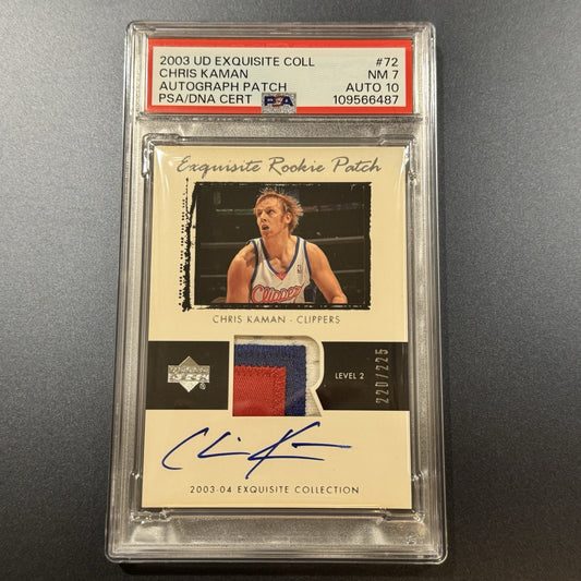2003 Exquisite Chris Kaman RPA /225 • PSA 7 Auto 10 • Clippers Rookie Patch RC
