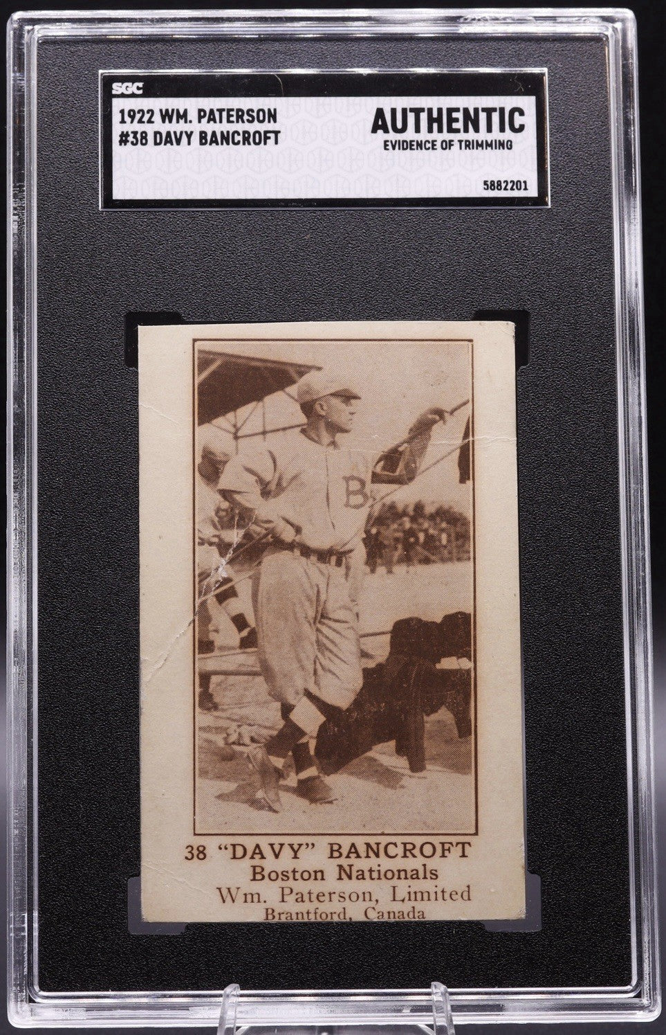 1922 Wm. Paterson Baseball #38 Davy Bancroft HOF NY Boston Nationals  Shortstop