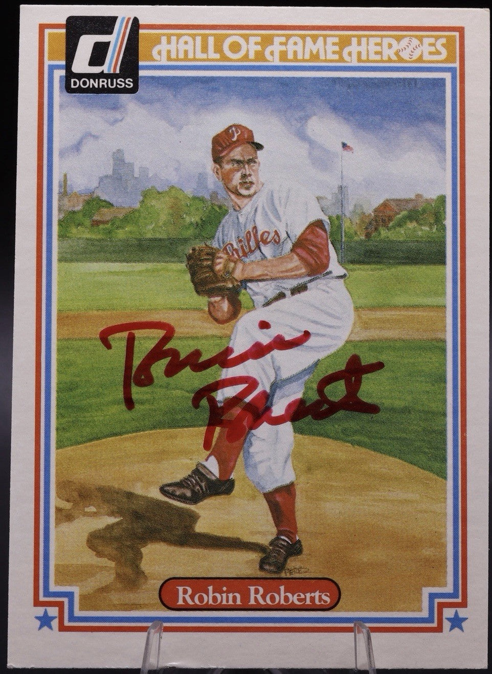 ROBIN ROBERTS Signed Autograph AUTO 1983 Donruss Hall of Fame Heroes #41