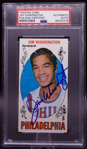 1969 Signed Topps Jim Washington #17 PSA DNA Authentic Auto 76ers Tallboy
