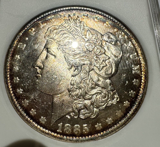 1885-O Morgan Silver Dollar – ANACS Certified MS62 – *End Of Roll Toner*