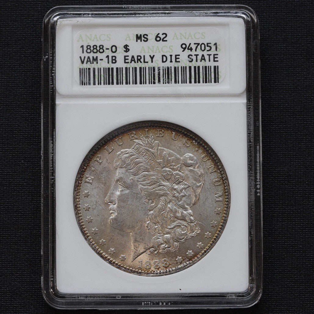 1888-O Morgan Silver Dollar $1 ANACS MS62 • VAM-1B Early Die State Scarface 🔥