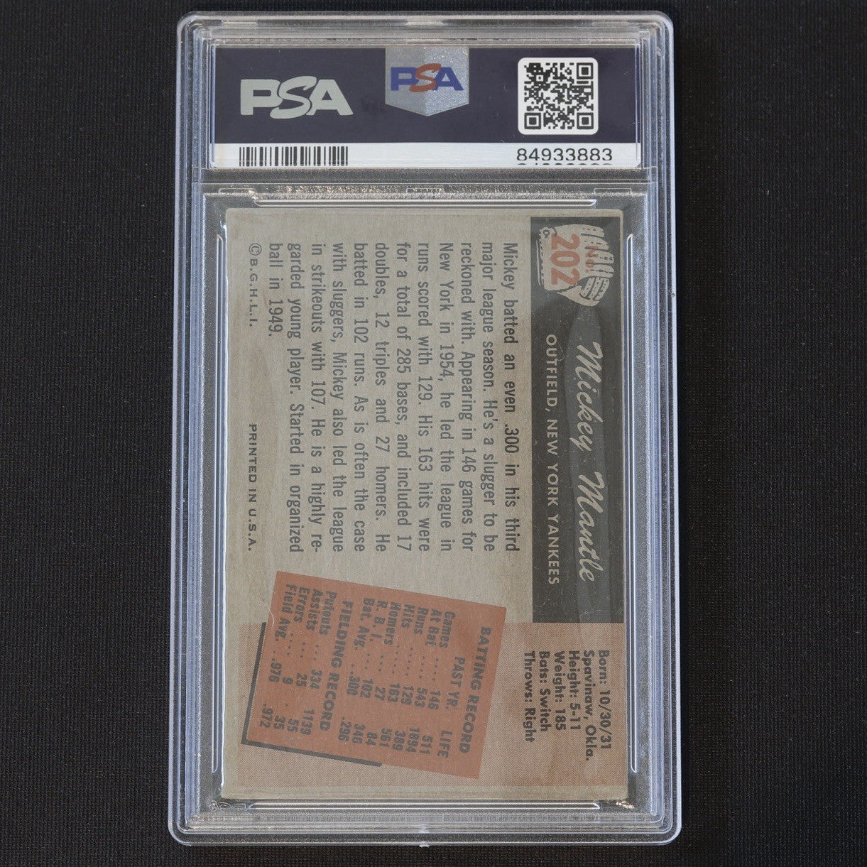 1955 Bowman Mickey Mantle #202 • PSA 3 VG (MC) • Yankees HOF Legend Vintage Card