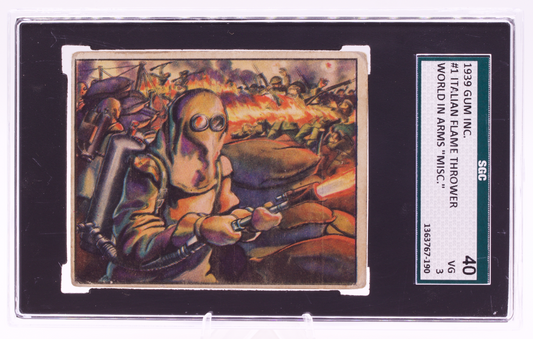 1939 Gum Inc World In Arms #1 Italian Flame Thrower SGC 3 VG Pre-War WWII