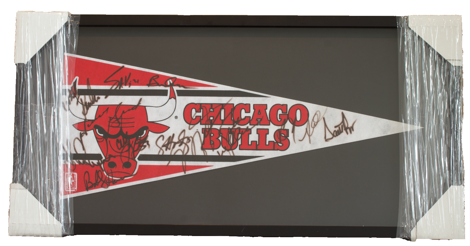 1991-92 Chicago Bulls Team Signed Pennant Michael Jordan Pippen JSA Beckett LOA