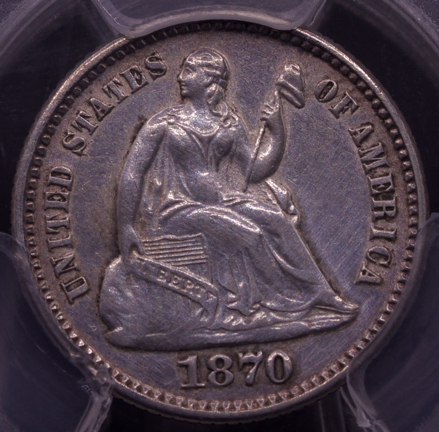 1870 Seated Liberty Half Dime • PCGS XF Detail • Harshly Cleaned