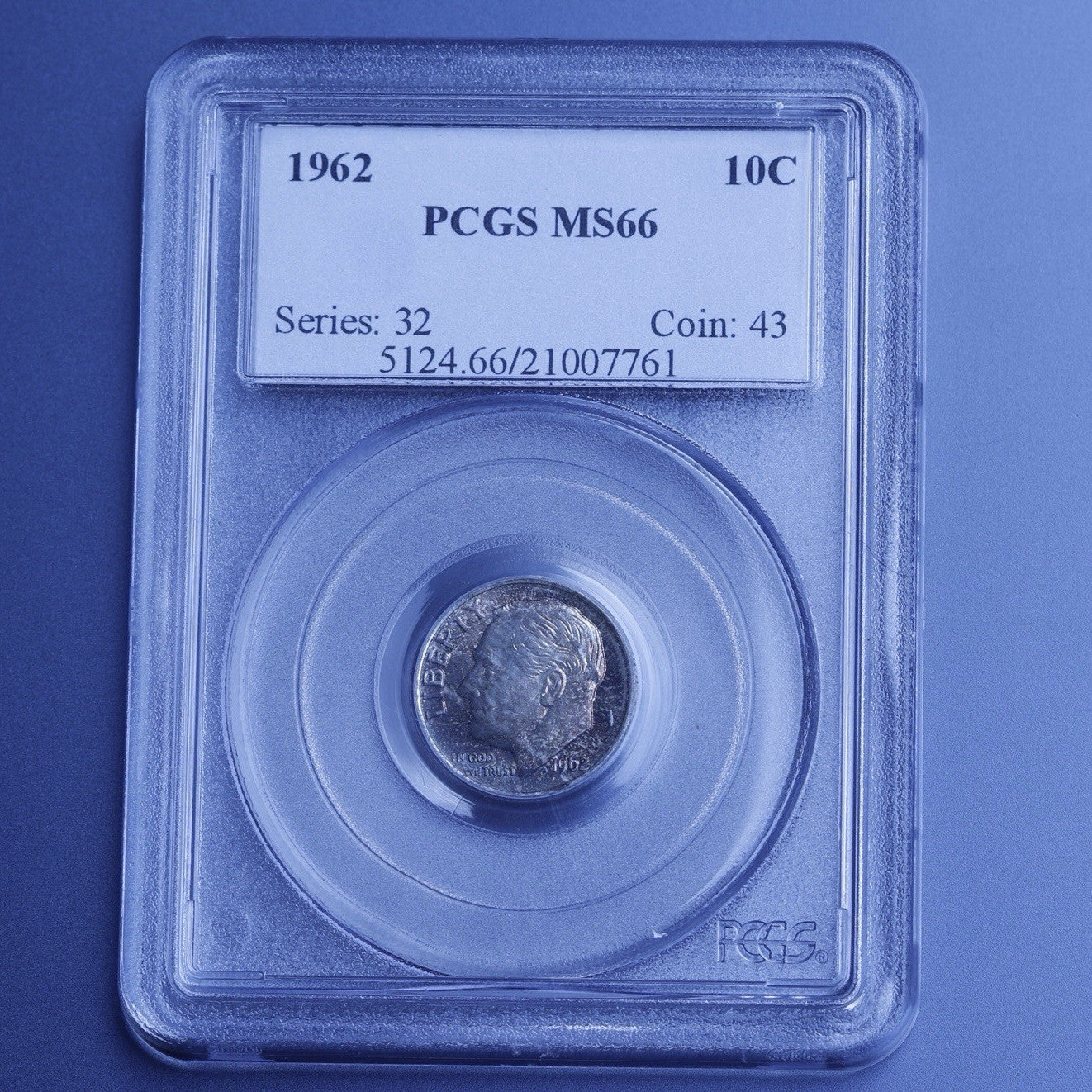 1962 Roosevelt Dime PCGS MS66 • Toned Silver 10C