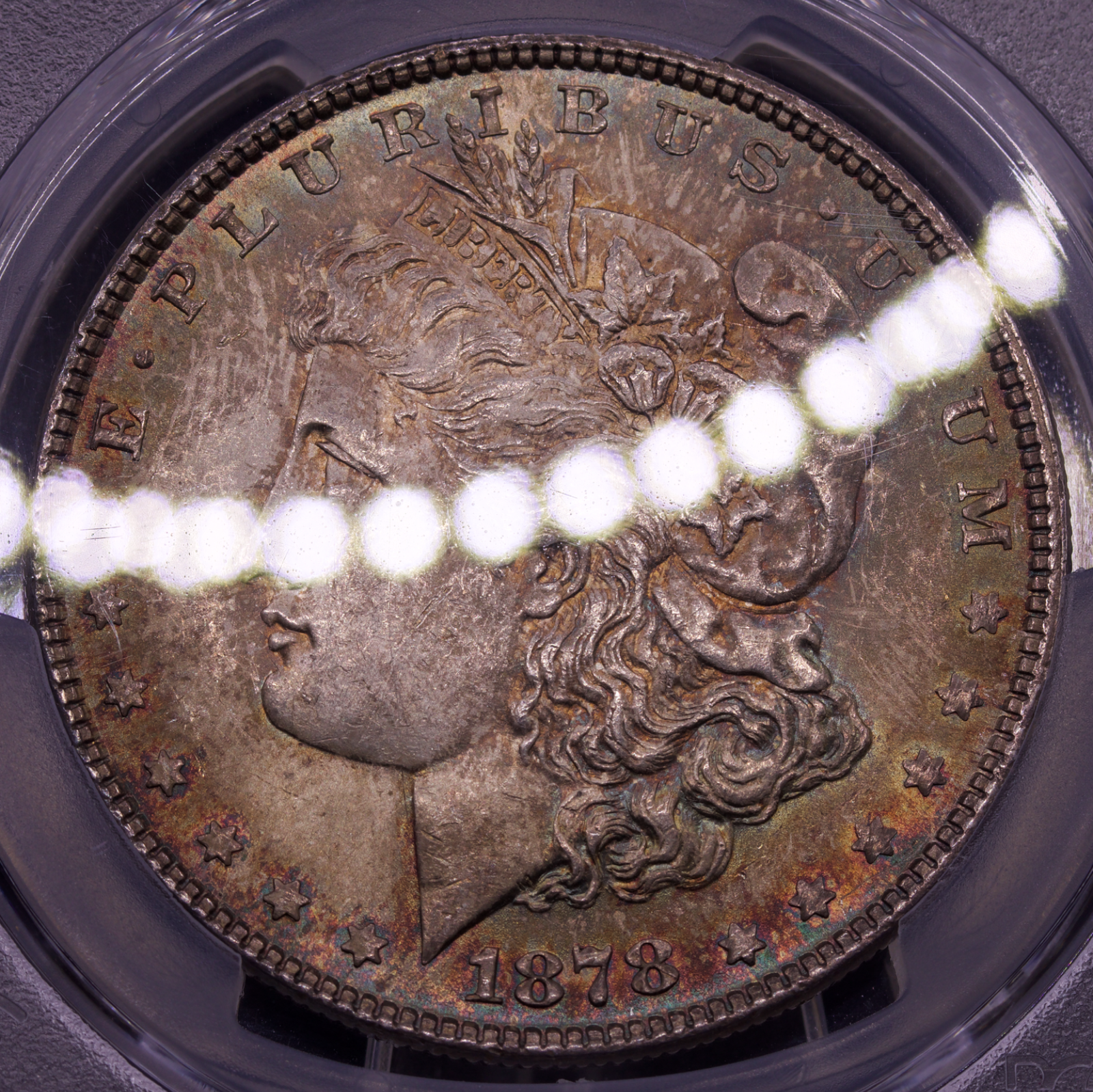1878 $1 Morgan Dollar PCGS MS62 7TF Reverse of 78 Key Variety Toned