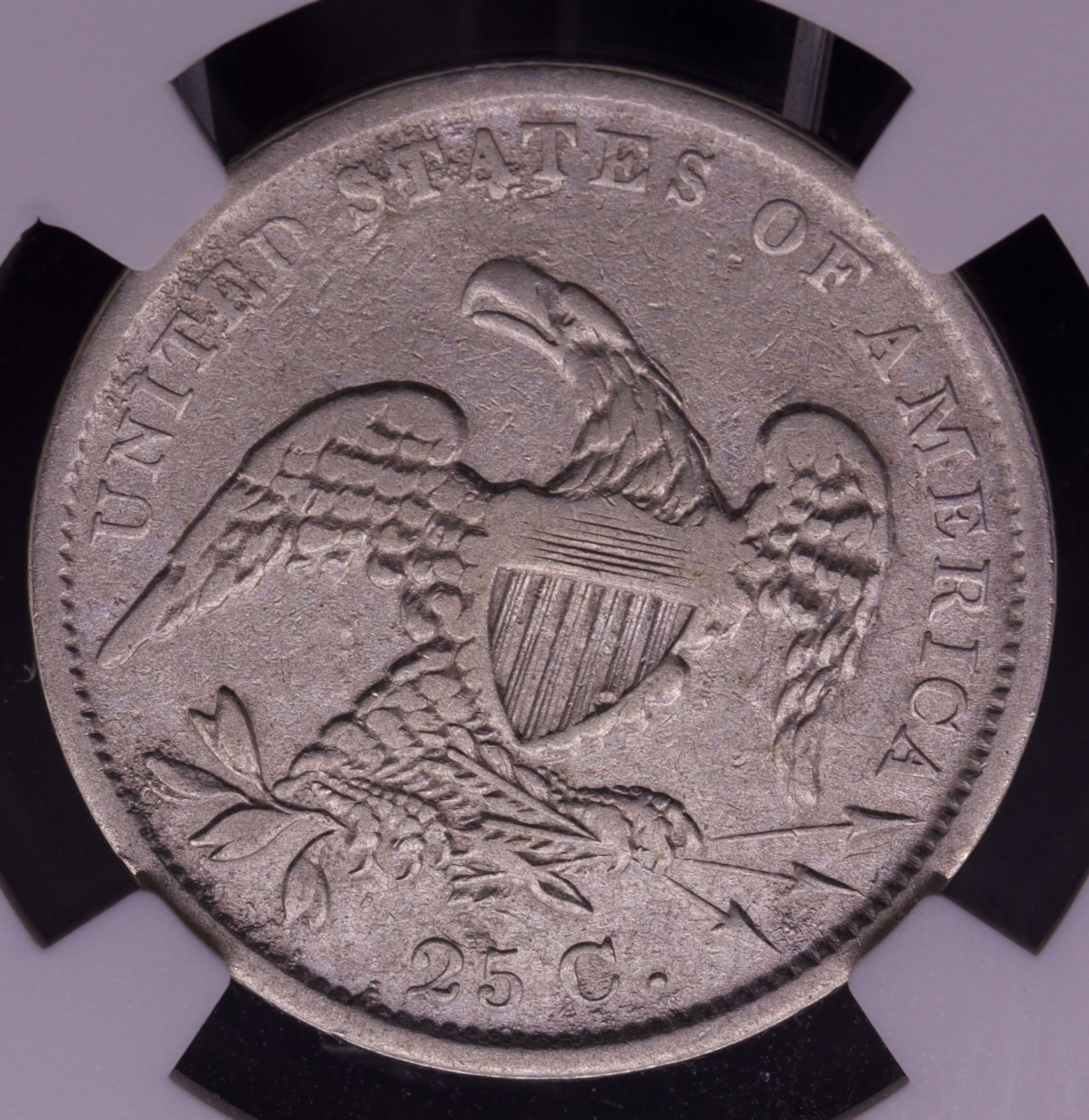 1833 Capped Bust Quarter 25C NGC VF Details Obverse Damage Silver Coin