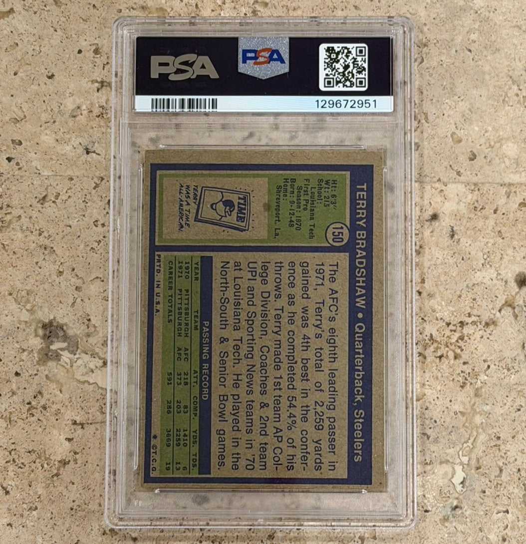 1972 Topps Football Terry Bradshaw #150 Steelers QB PSA 3 VG Graded HOF Vintage