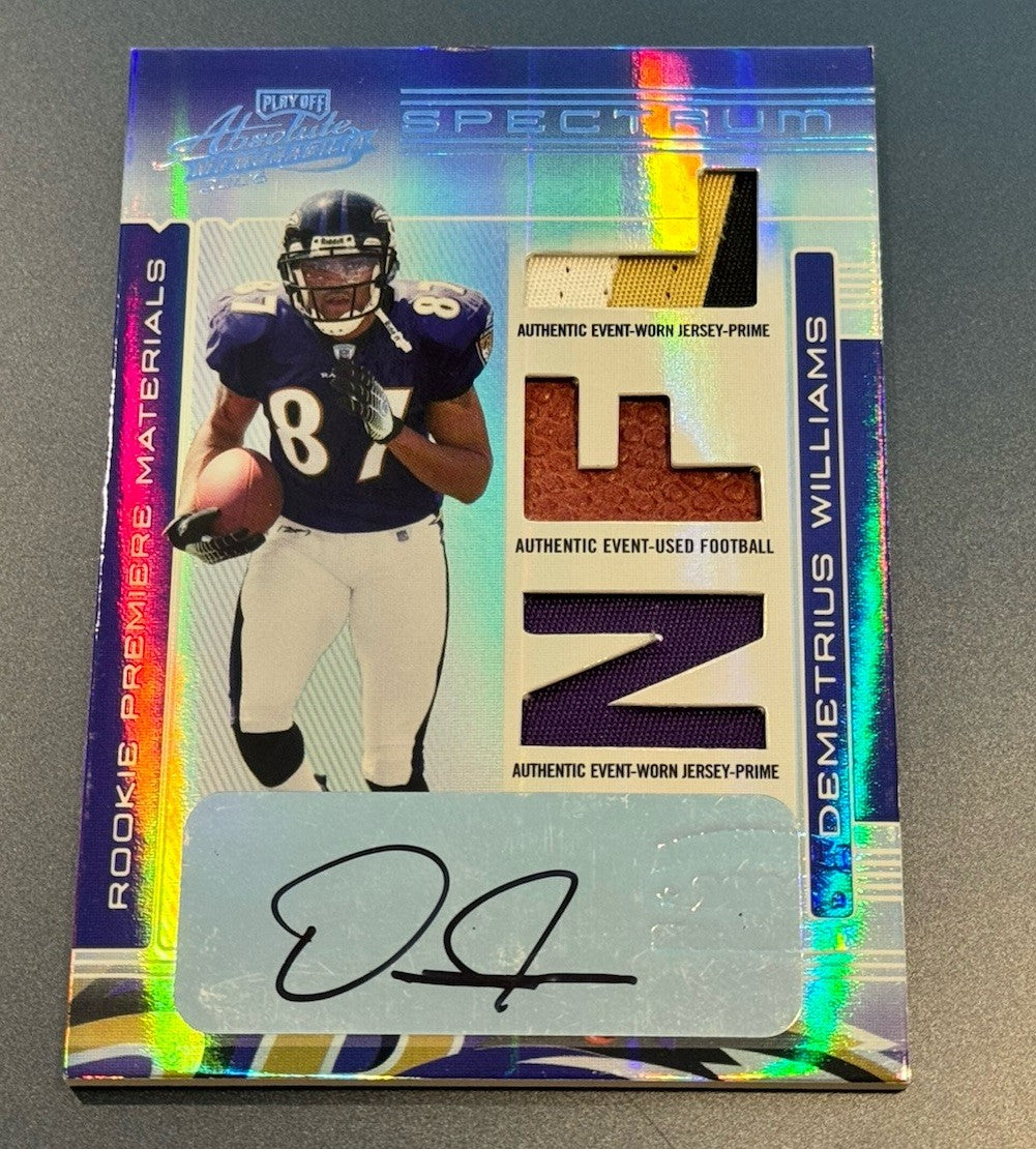 2006 Absolute Spectrum Demetrius Williams Auto Patch Ball RC /50 Ravens RPA