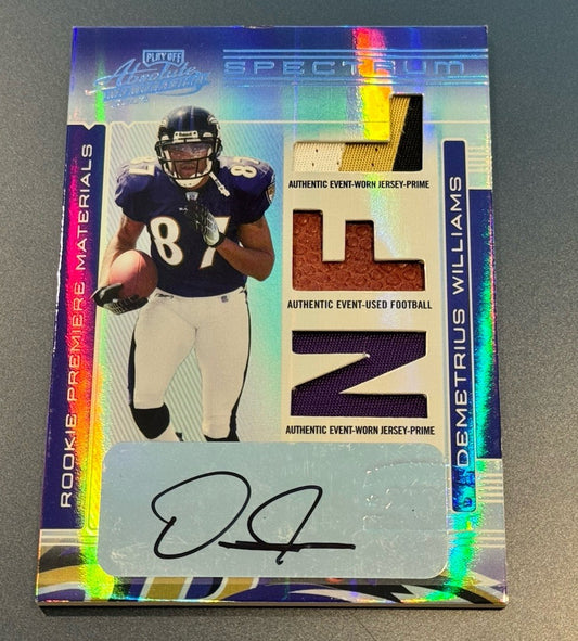 2006 Absolute Spectrum Demetrius Williams Auto Patch Ball RC /50 Ravens RPA