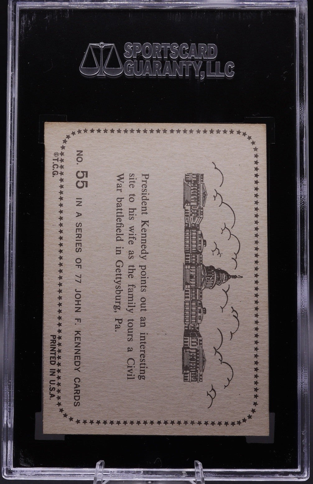 1964 Topps John F. Kennedy #55 SGC 7 NM • JFK & Jackie Kennedy • Gettysburg