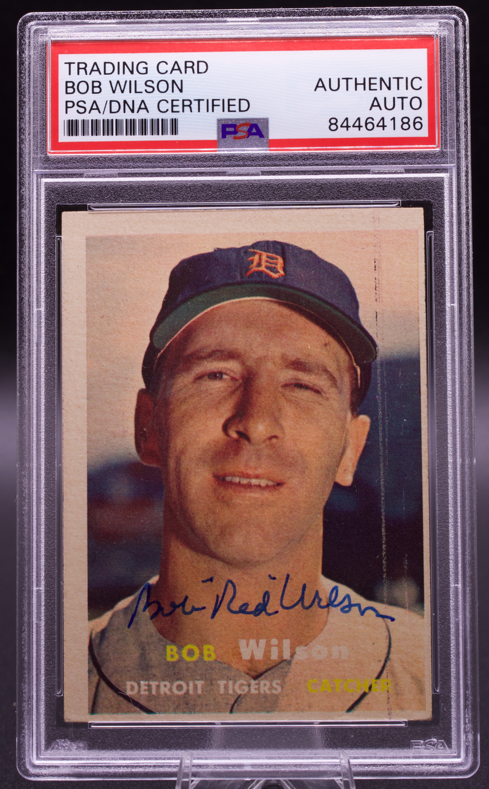 1957 Topps Bob Red Wilson #19 PSA Authentic Auto Signed Detroit Tigers Catcher