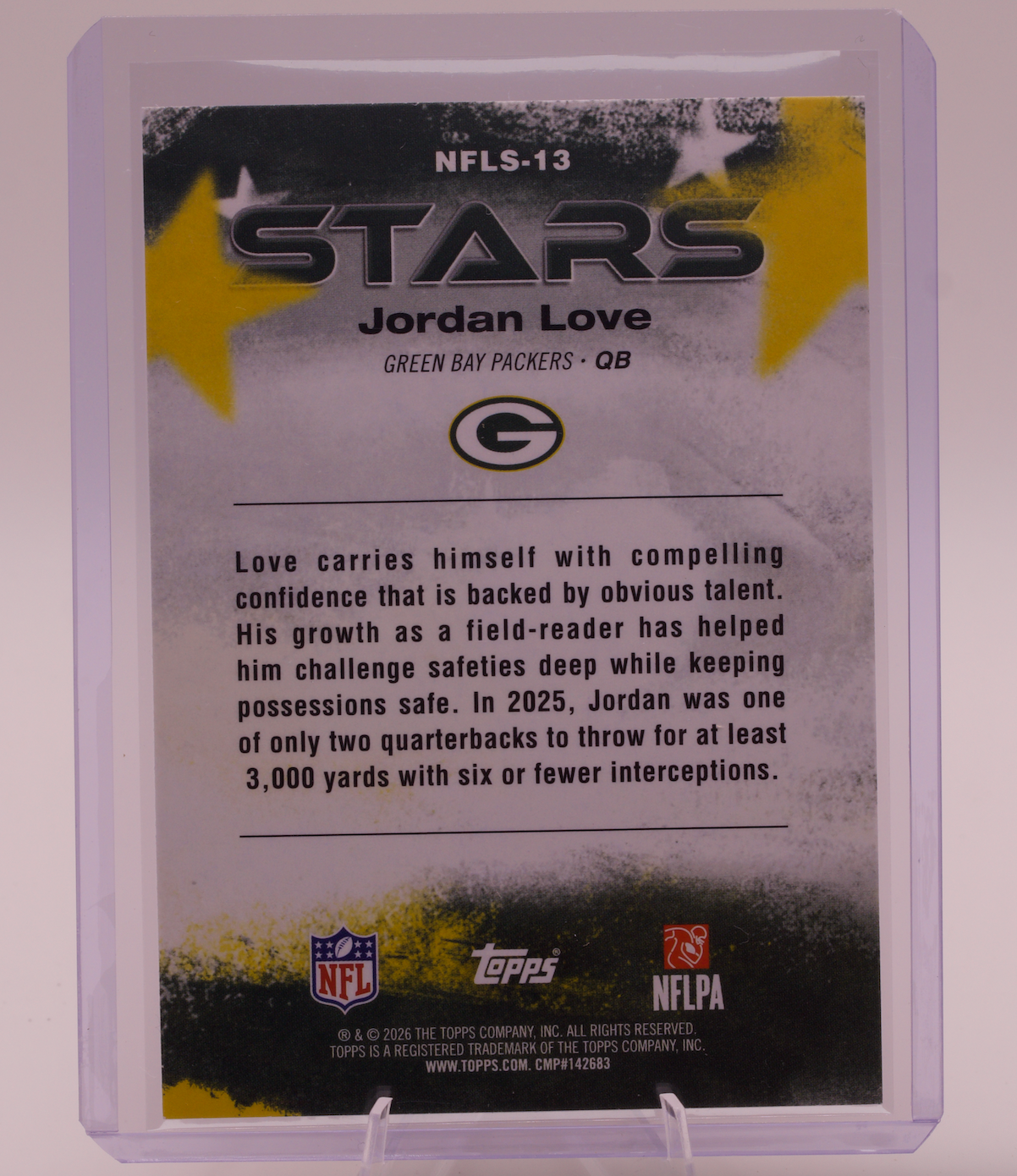 2026 Topps Jordan Love NFL Stars NFLS-13 Green Bay Packers QB Insert Utah St