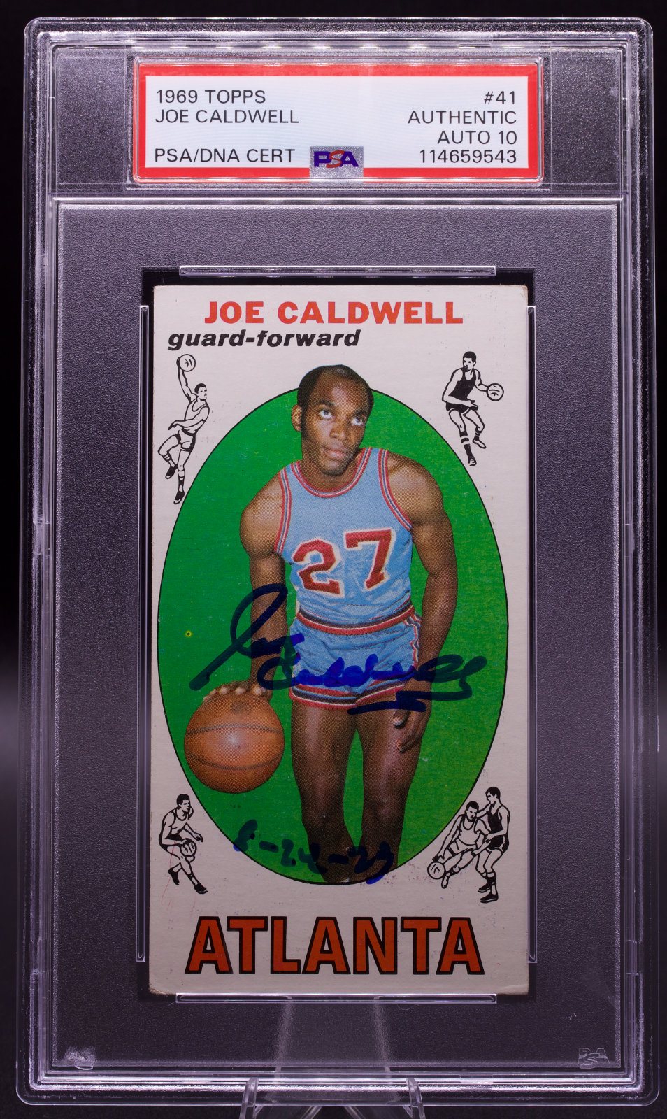 1969 Topps Joe Caldwell #41 PSA Authentic AUTO 10 Signed Atlanta Hawks Tallboy
