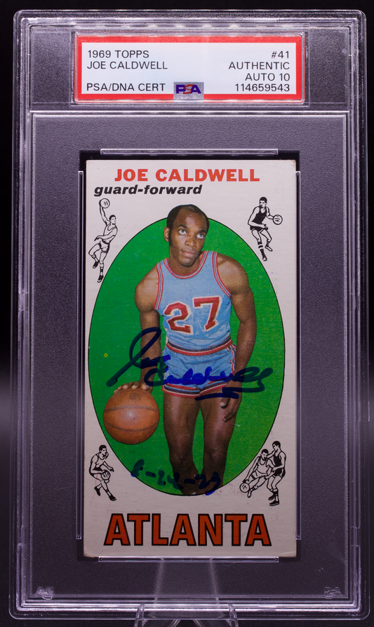 1969 Topps Joe Caldwell #41 PSA Authentic AUTO 10 Signed Atlanta Hawks Tallboy