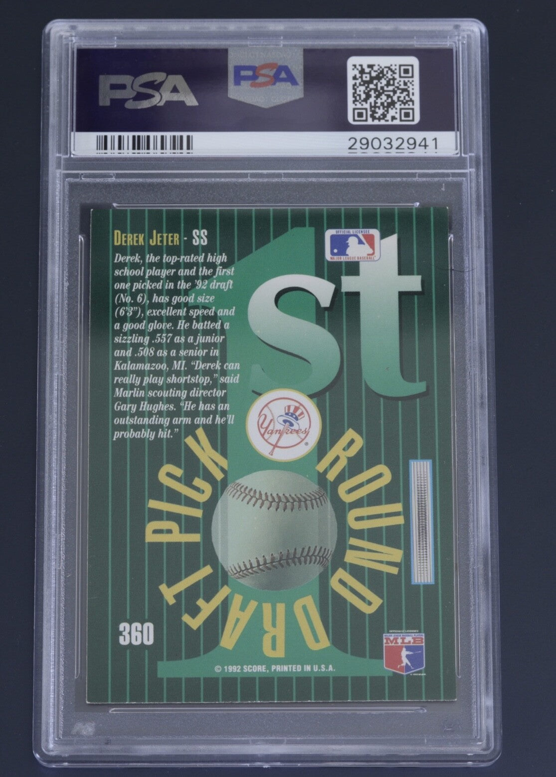 Signed 1993 Score Select Derek Jeter Rookie #360 PSA/DNA Auto 9 Yankees
