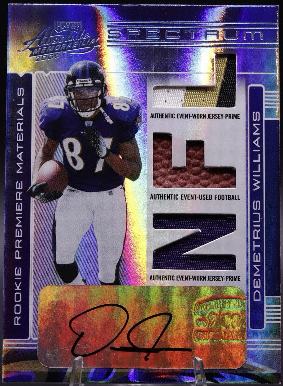 2006 Absolute Spectrum Demetrius Williams Auto Patch Ball RC /50 Ravens RPA