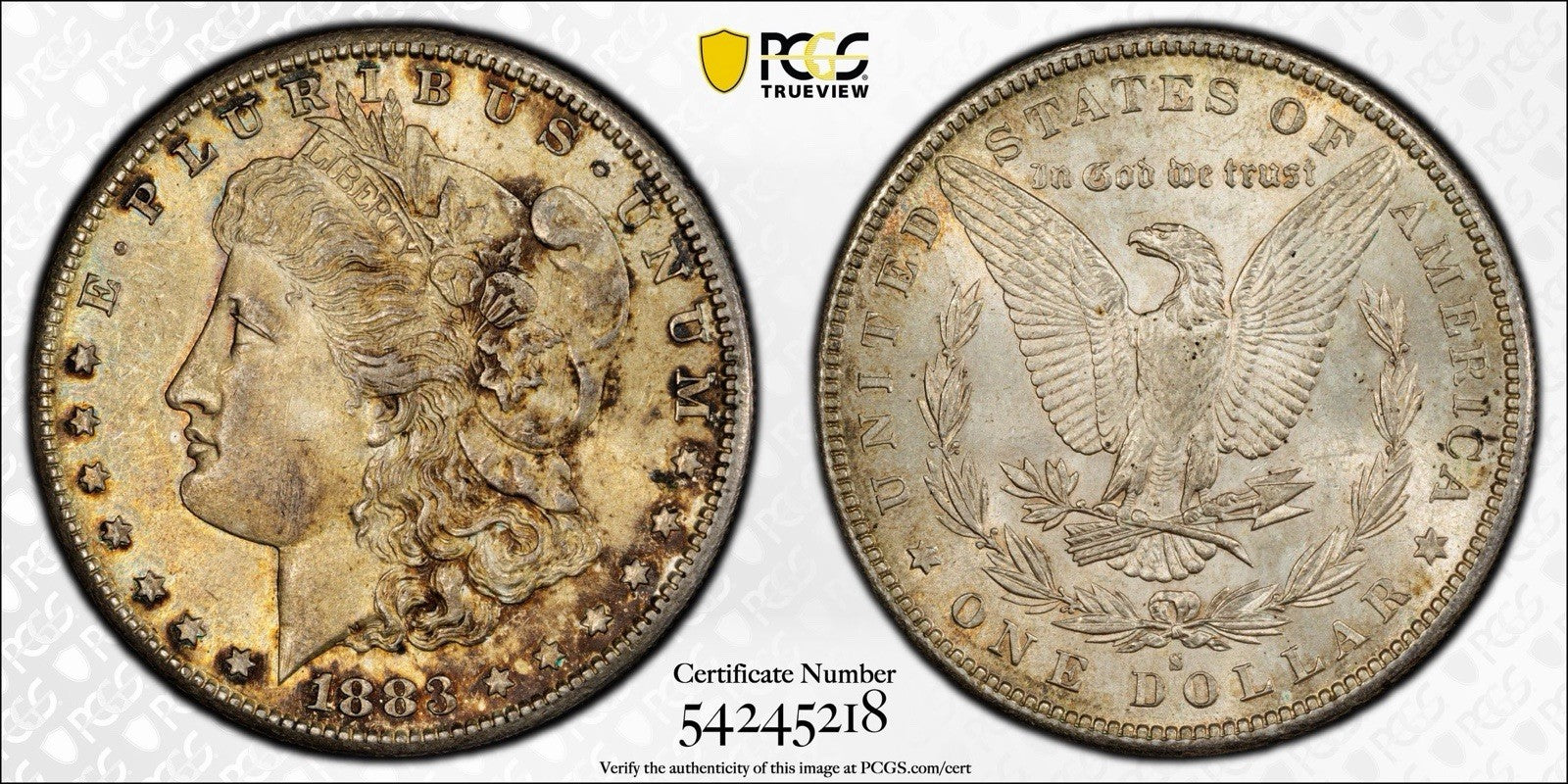 1883-S Morgan Silver Dollar PCGS AU58 Semi Key Date San Francisco 90% Silver $1