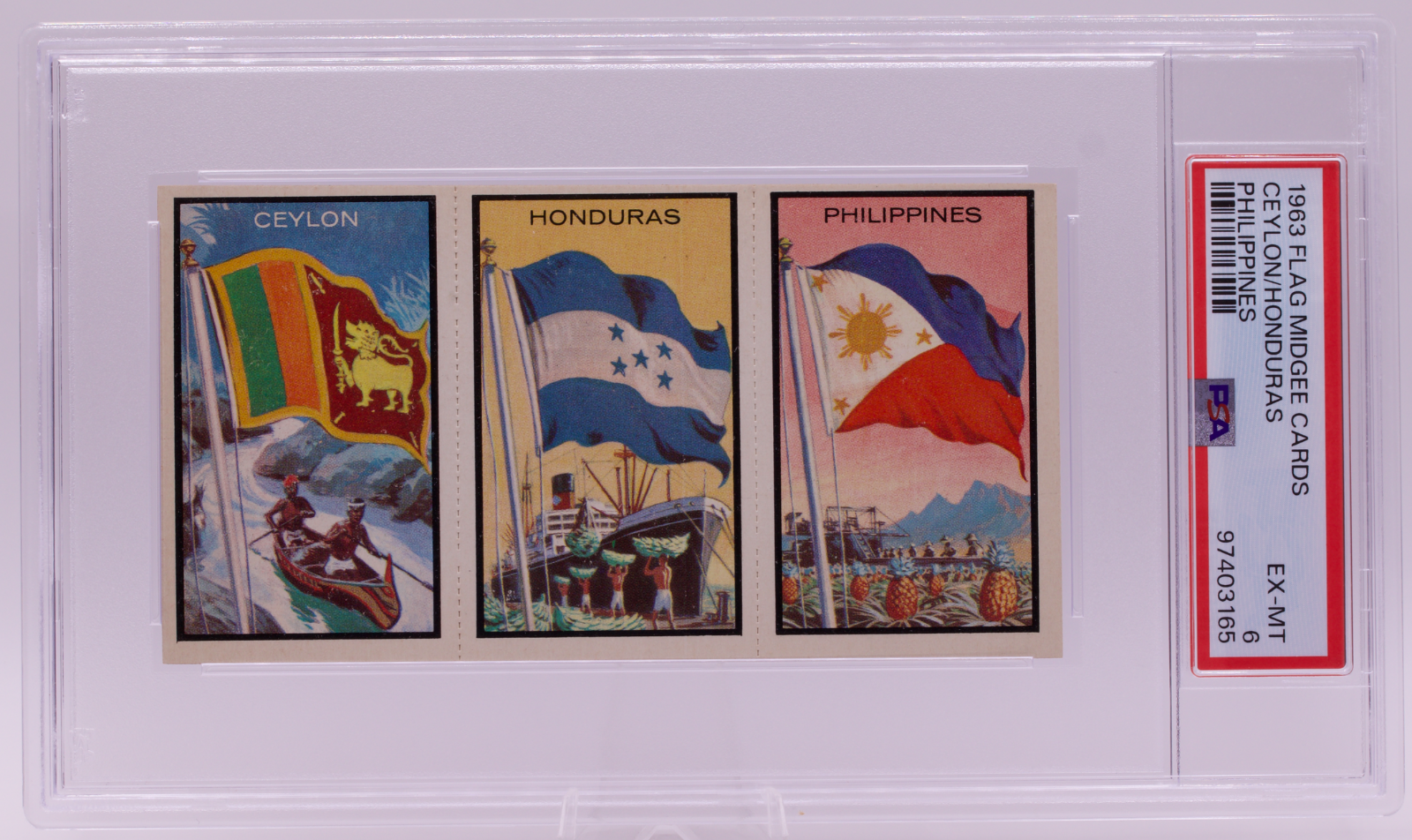 1963 Flag Midgee Cards Ceylon Honduras Philippines PSA EX-MT 6