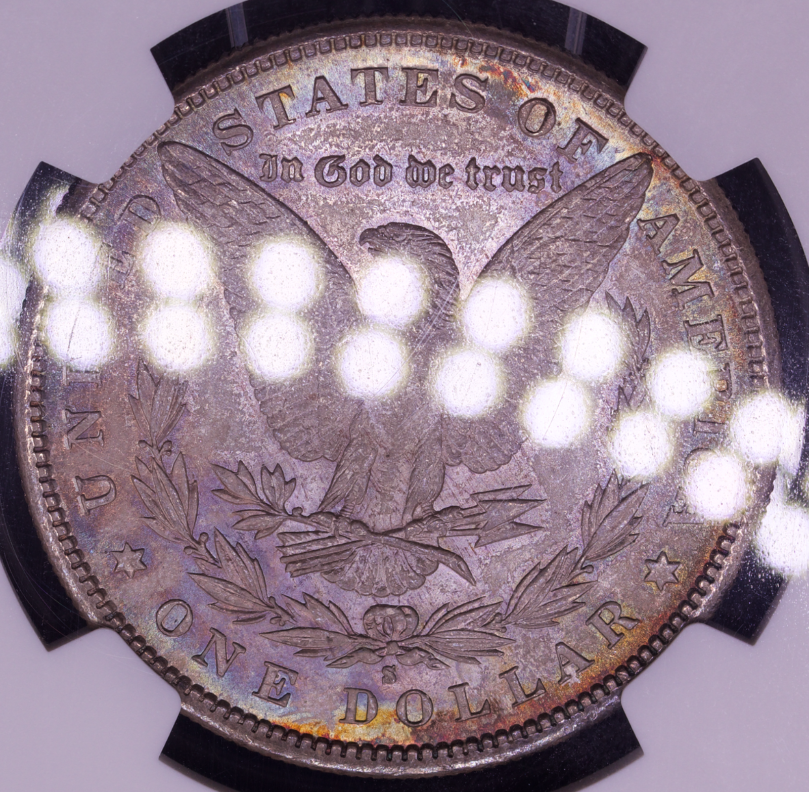 1881-S Morgan Silver Dollar NGC MS 67 Monster Toned Rainbow Obverse Gem BU