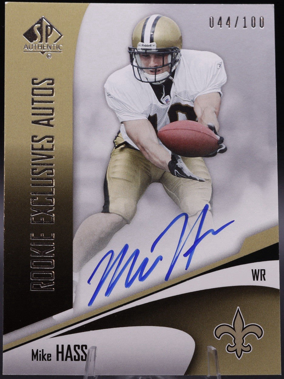 2006 SP Authentic Mike Hass Rookie Auto /100 Saints WR • Clean Bold Ink