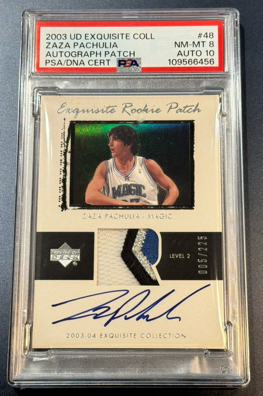 2003 Exquisite Zaza Pachulia RPA #48 PSA 8 Auto 10 • Rookie Patch Auto /225