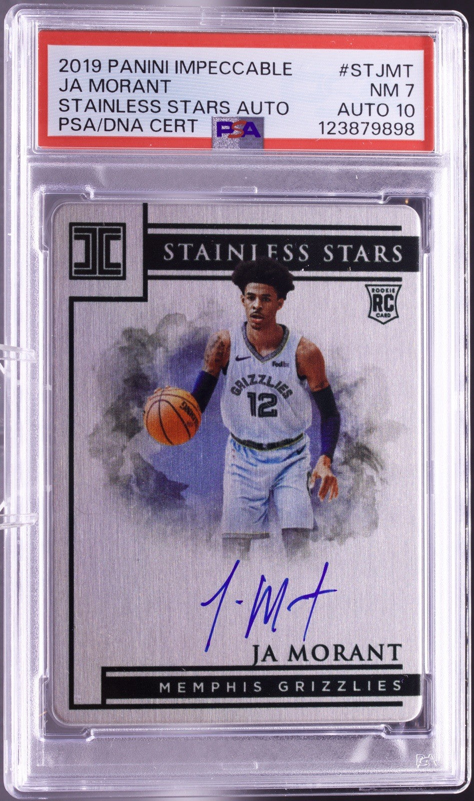 2019 Panini Impeccable Ja Morant Stainless Stars Auto PSA 7 NM / Auto 10