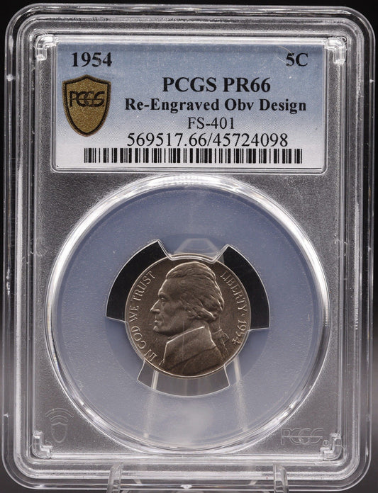 1954 5C Jefferson Nickel Re-Engraved Obverse Design, PR66 PCGS