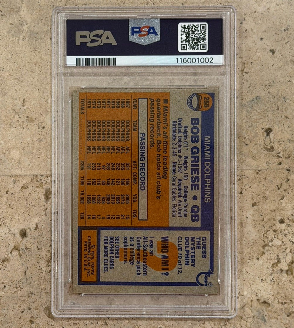 1976 Topps #255 Bob Griese PSA 8 NM-MT Miami Dolphins HOF Vintage Football