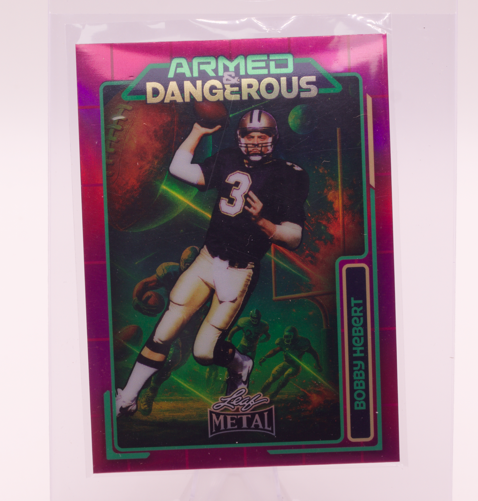 2026 Leaf Metal Armed & Dangerous Bobby Hebert /6 New Orleans Saints QB Card