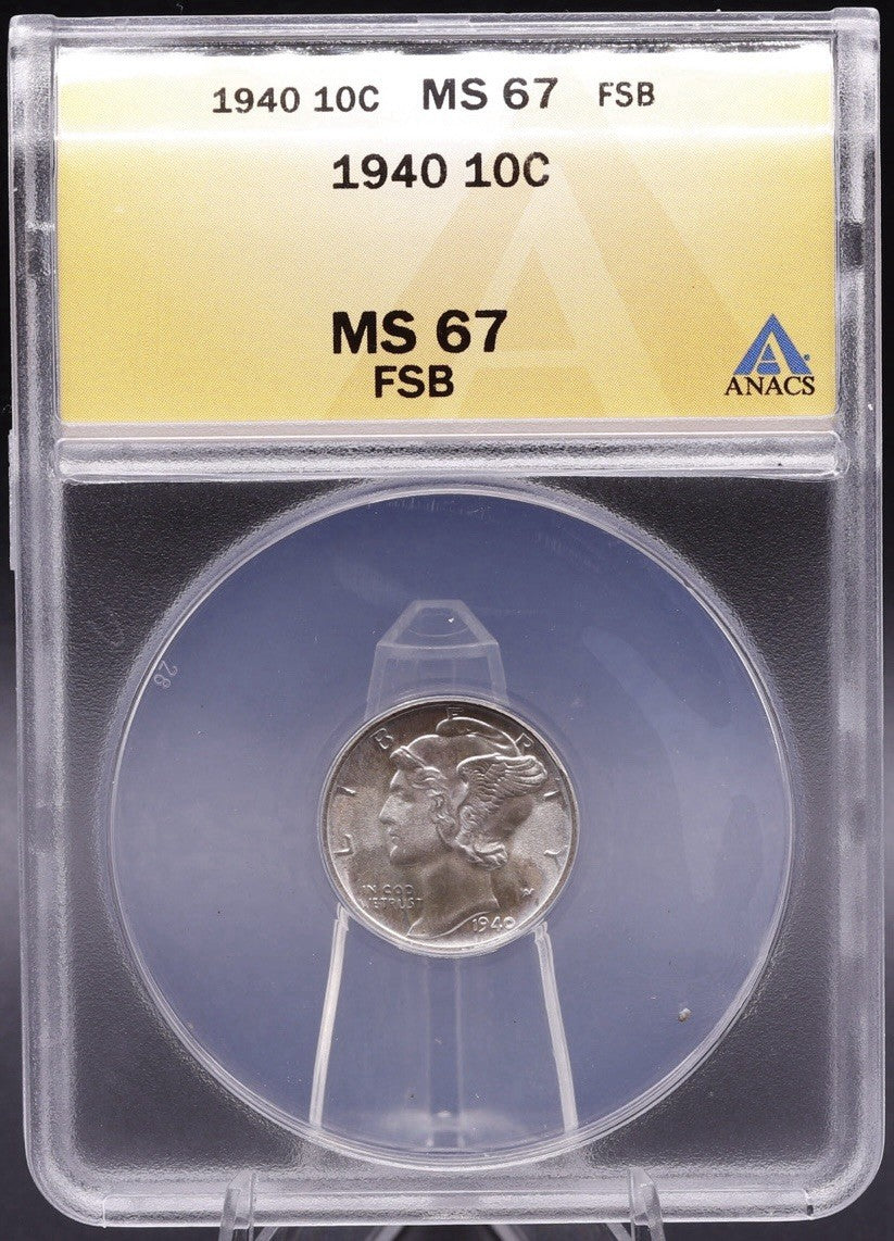 1940 Mercury Dime ANACS MS67 FB • Full Bands