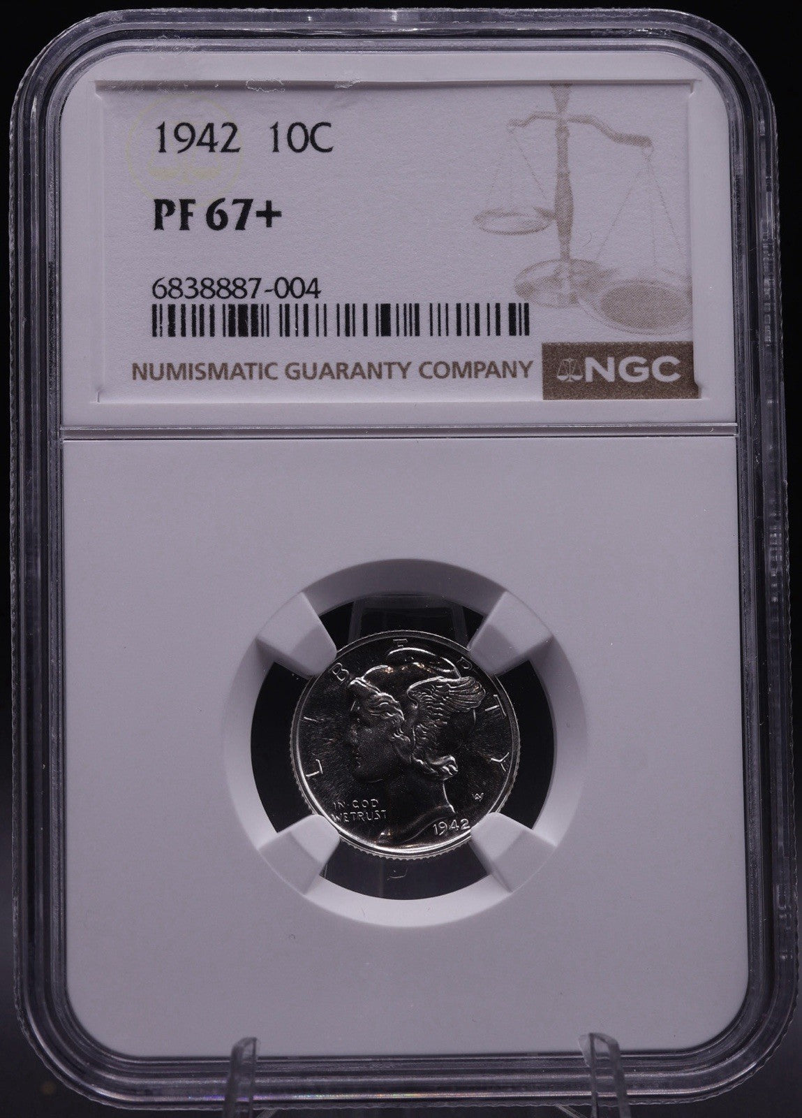 1942 Mercury Dime 10C Silver Proof NGC PF67+ Gem Final WWII Issue Low Mintage