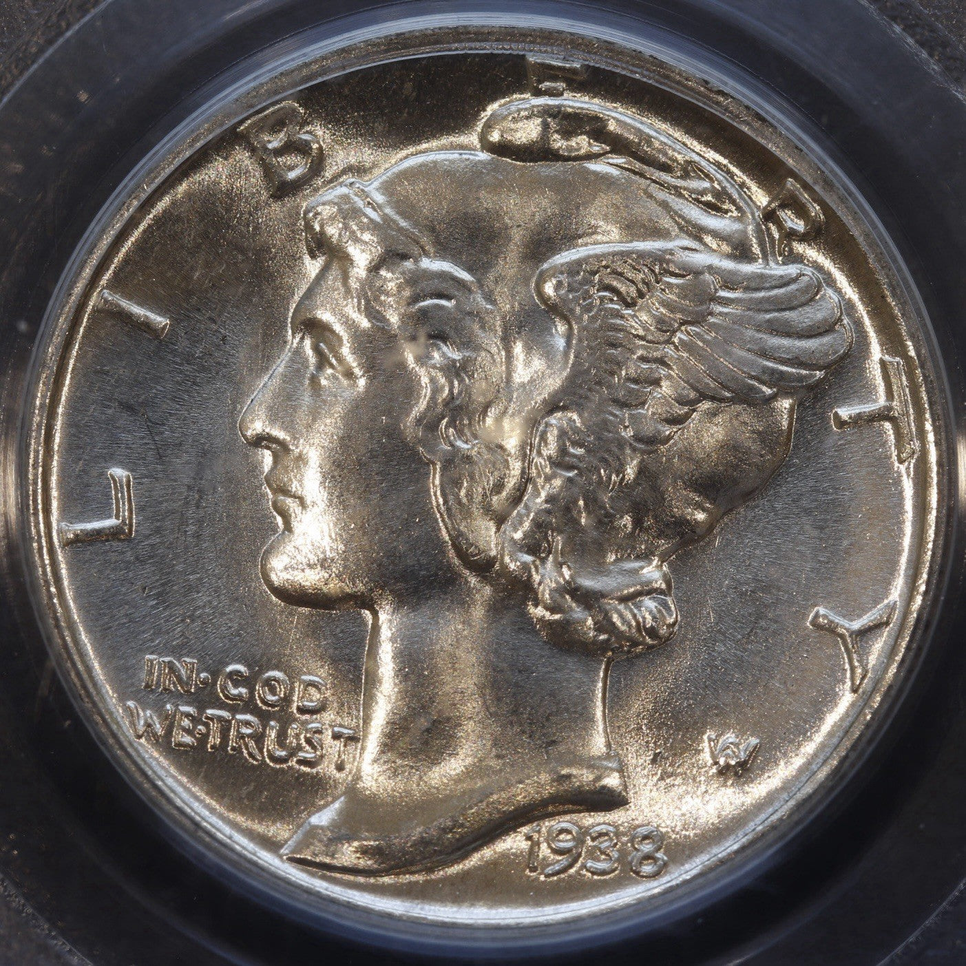 1938-S Mercury Dime PCGS MS66 FB OGH Full Bands • Blast White Surfaces
