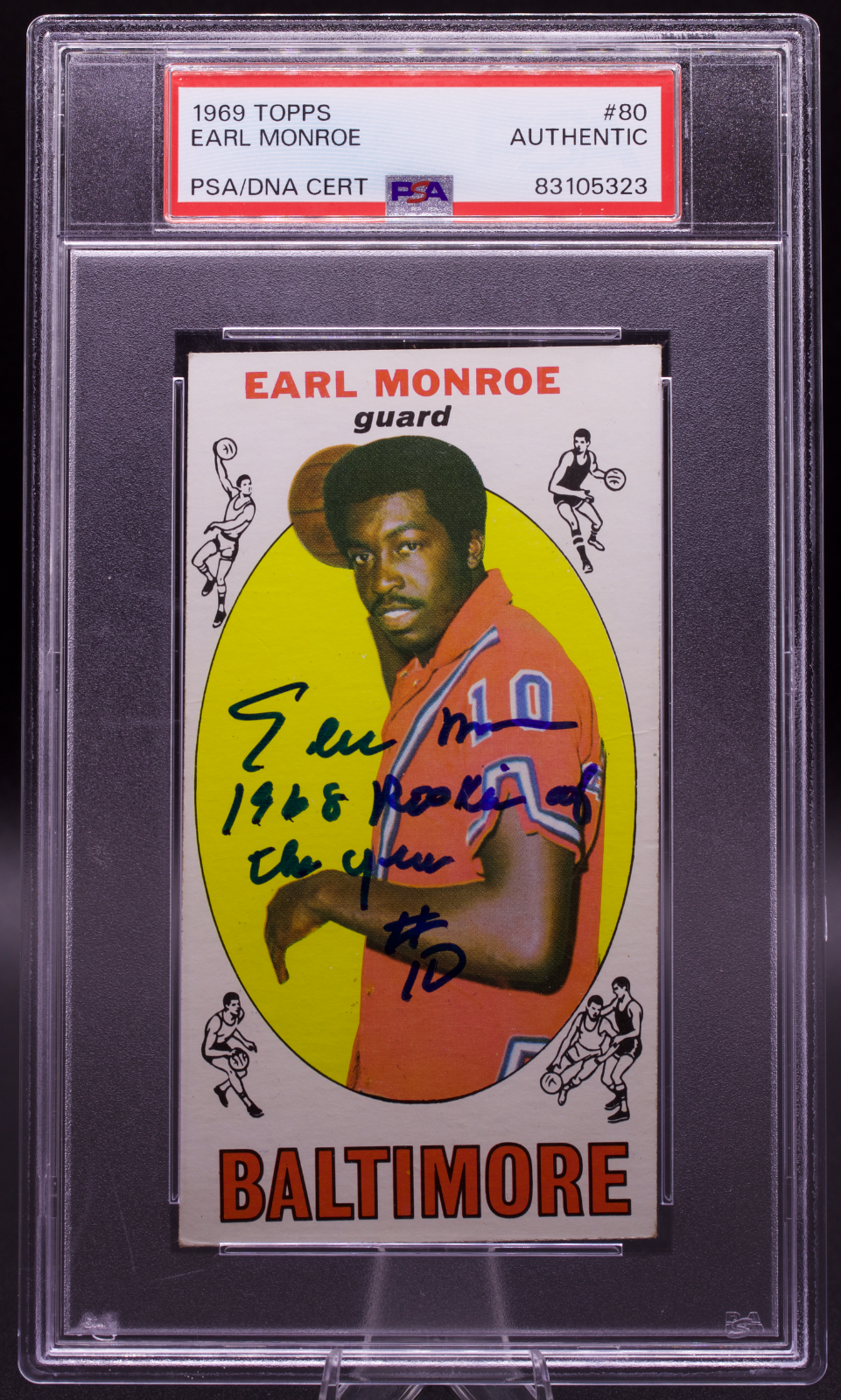 1969 Topps Earl Monroe #80 PSA Authentic Auto Signed Inscribed Baltimore HOF