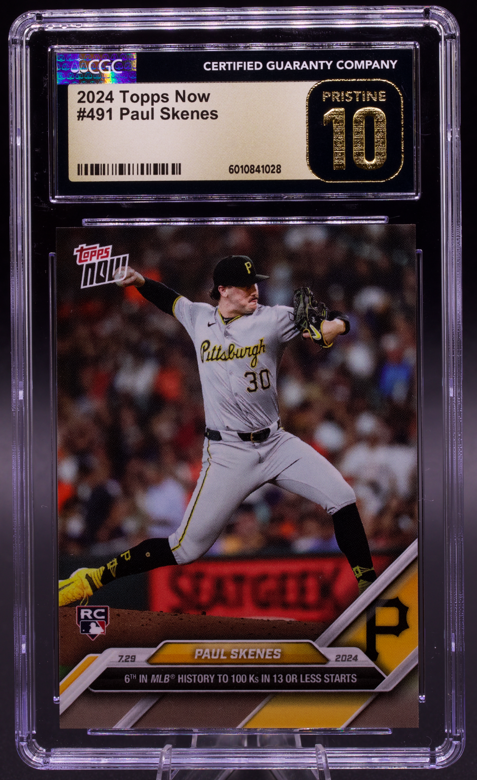 2024 Topps Now Paul Skenes #491 Rookie CGC Pristine 10 Black Label RC